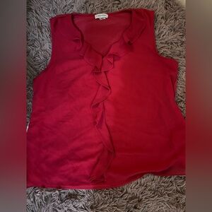 Calvin Klein Vibrant Red Ruffle Blouse